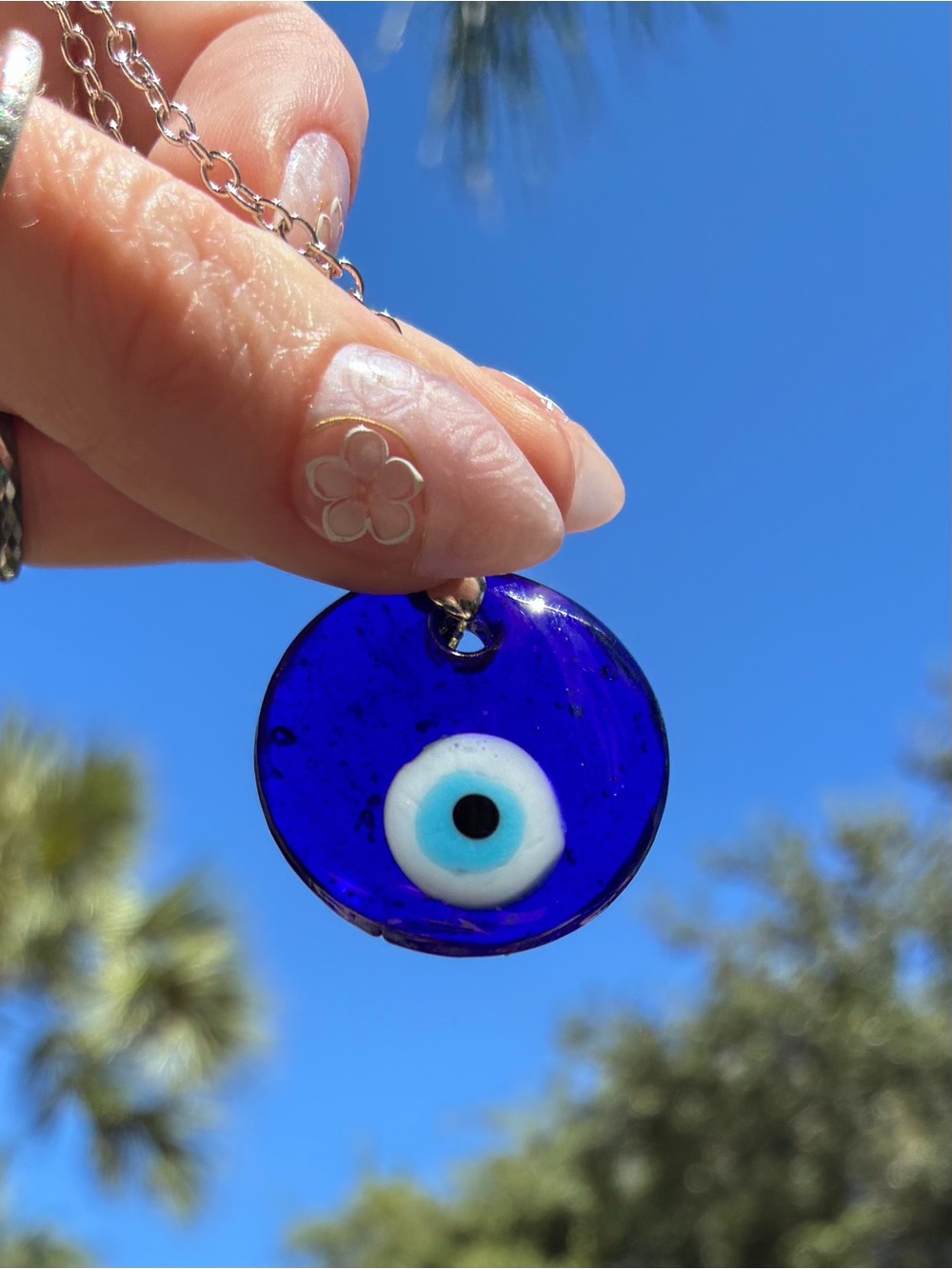 Handmade Blue Glass Evil Eye Pendant Necklace - Picture 4 of 7